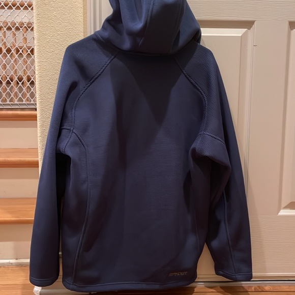 Excellent L Blue Hooded Spyder Men's Stellar Jacket Sherpa Lined Bonded Fleece - Picture 4 of 5